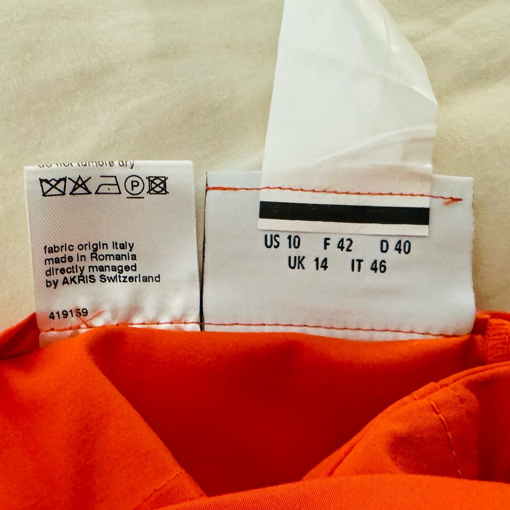 AKRIS Punto Franca in Papaya-Pintuck Orange Cropped Pant-Size 10 - Picture 4 of 9